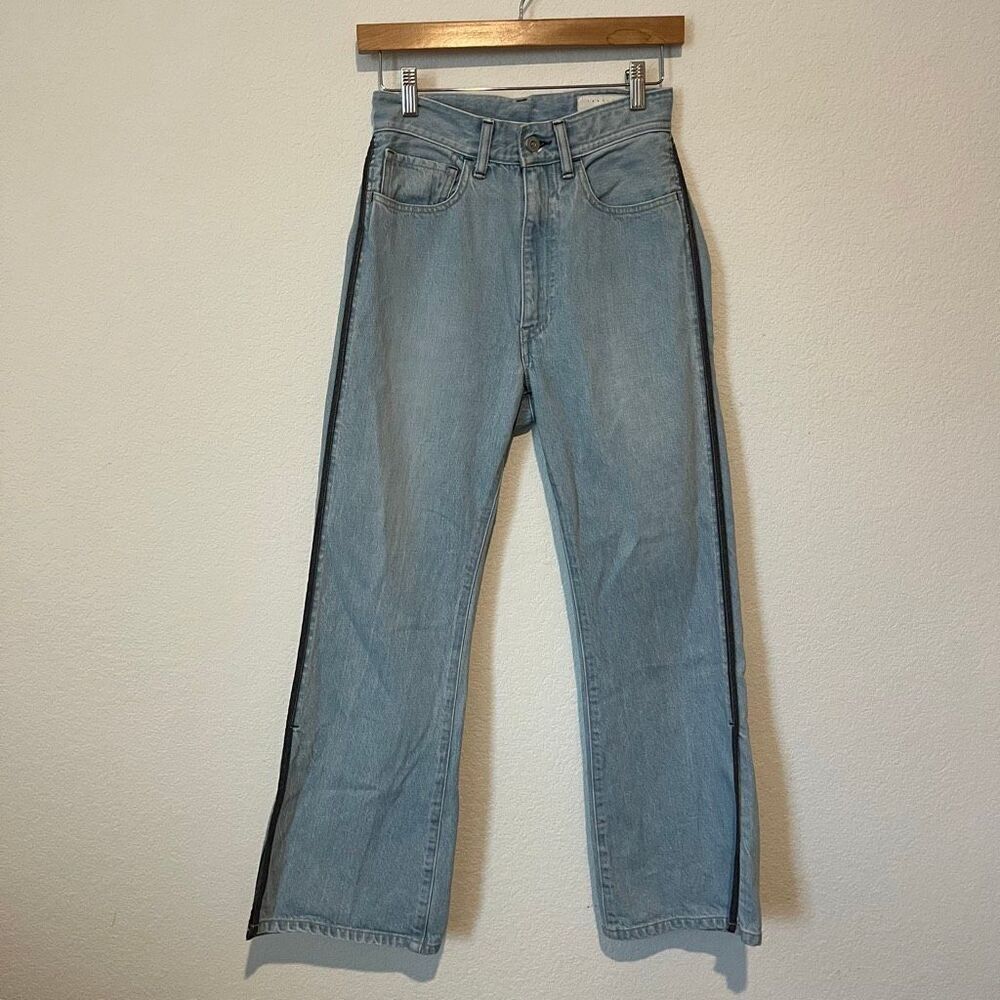 Kuro Denim Medium Wash Blue Side Stripe Wide Leg Jeans Women's Size 25